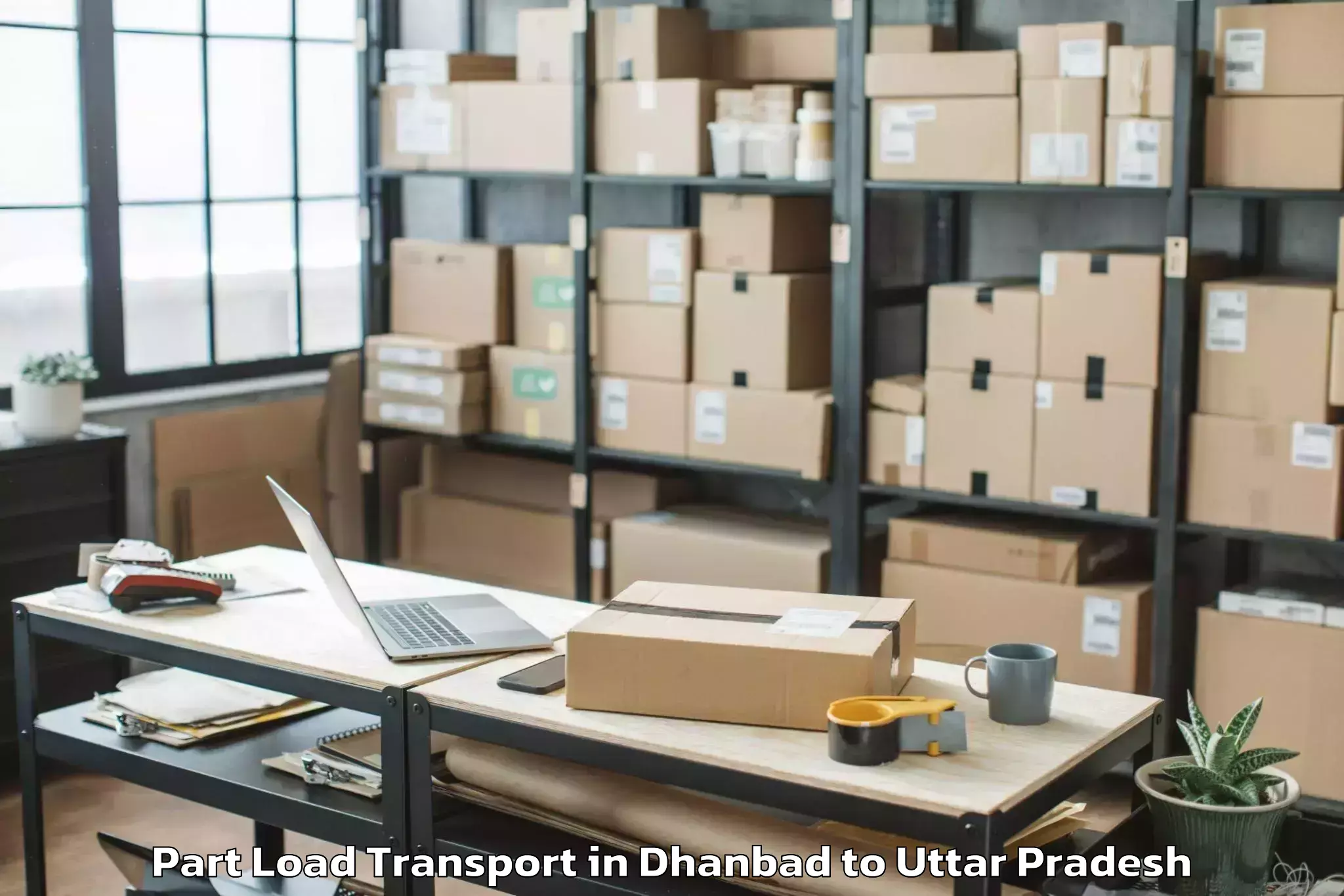 Easy Dhanbad to Allahganj Part Load Transport Booking